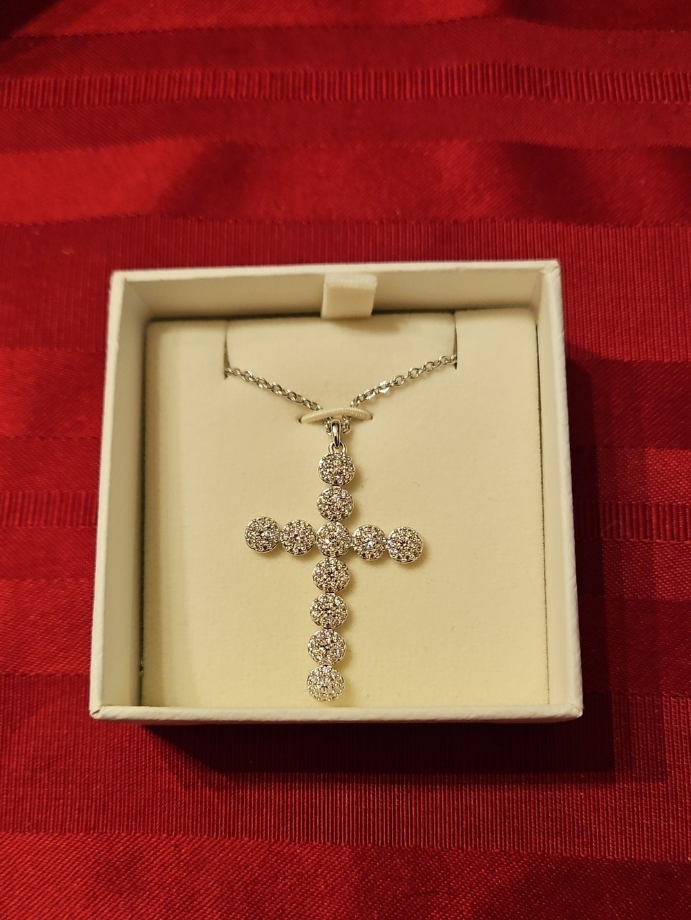 Swarovski Silver Crystal Cross Pendant Necklace - Clear
